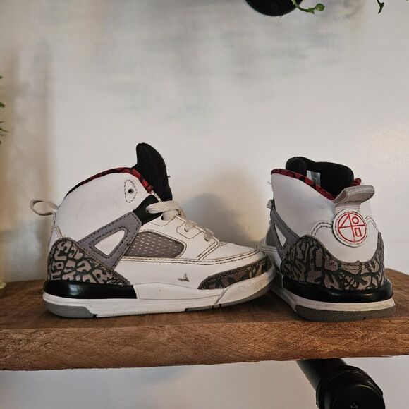 Nike Air Jordans Spizike Hightop Toddler 7 Brooklyn White Black Red - Picture 7 of 10
